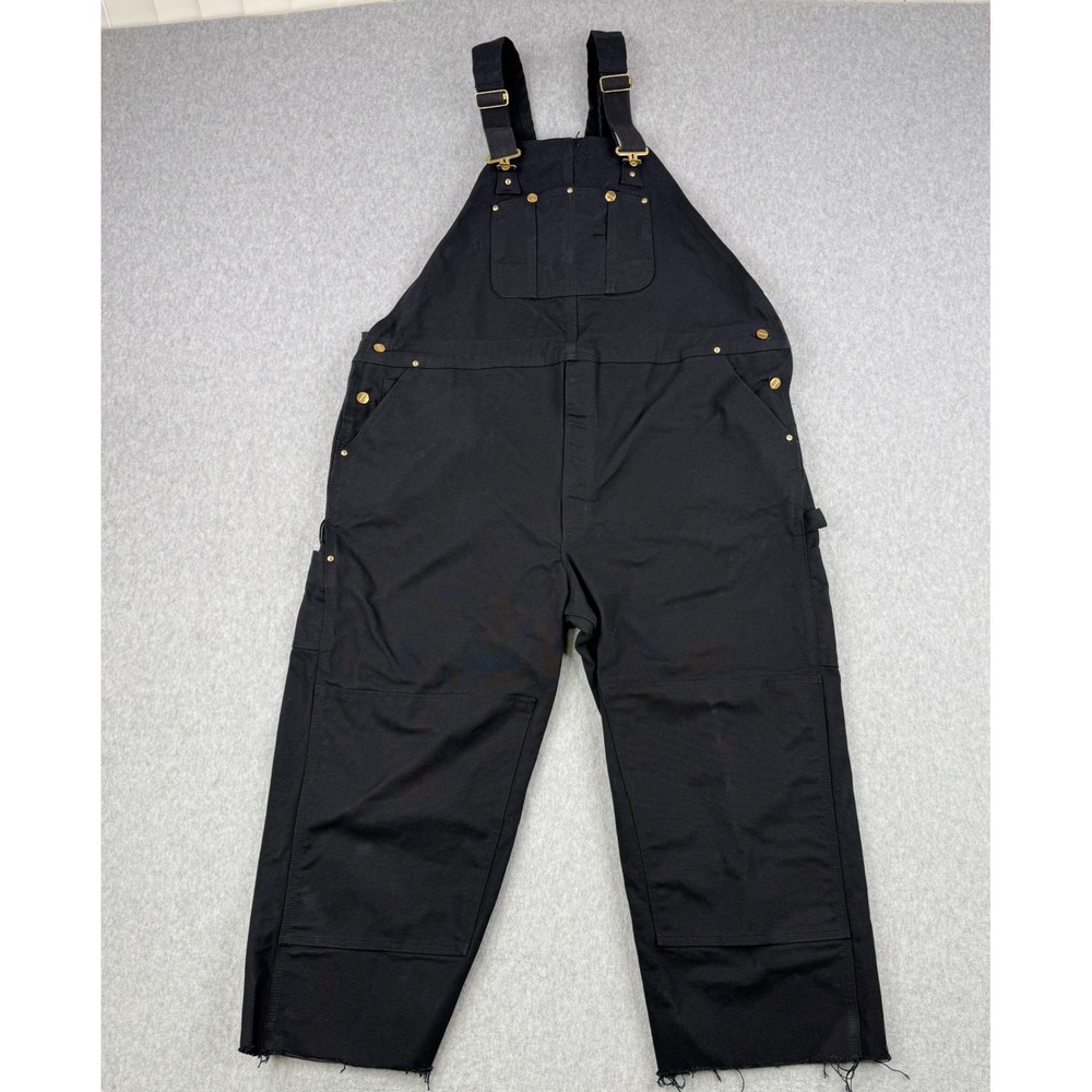 Vintage Carhartt Overalls Mens Fits 50x25 Black Double Knee Bib Duck Canvas Work